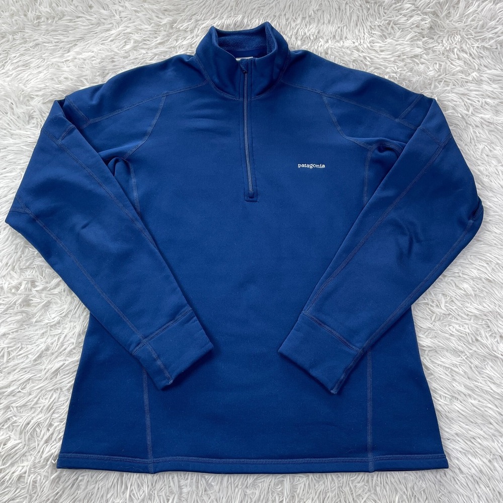 Patagonia Sweater Mens Large Blue Stretch Velocity Zip Neck Outdoor Hiking Men L